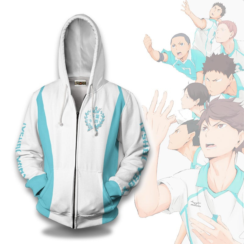 Aoba Johsai High Haikyuu Uniform 3D All Over Print Hoodie, Zip Hoodie