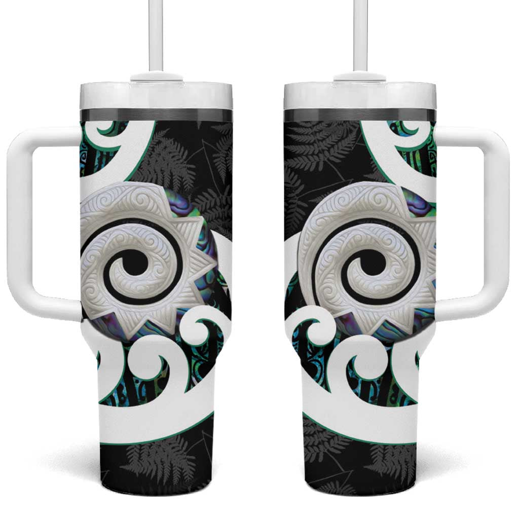 Aotearoa Koru Cyan Maori Paua Shell Mix Silver Fern Custom Stanley Cup 40 oz 30 oz Tumbler With HandleTVC2301370
