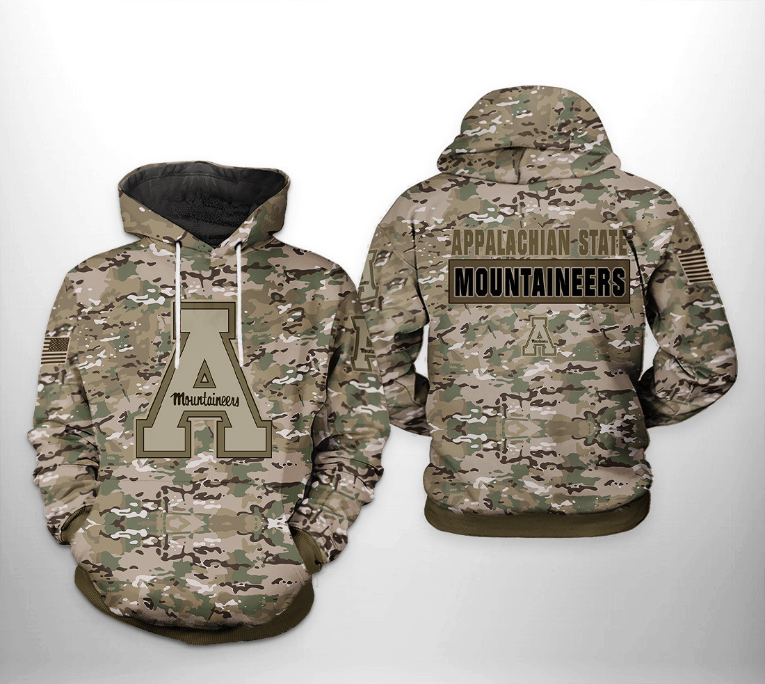 Appalachian State Mountaineers NCAA Camo Veteran 3D All Over Print Hoodie, Zip Hoodie