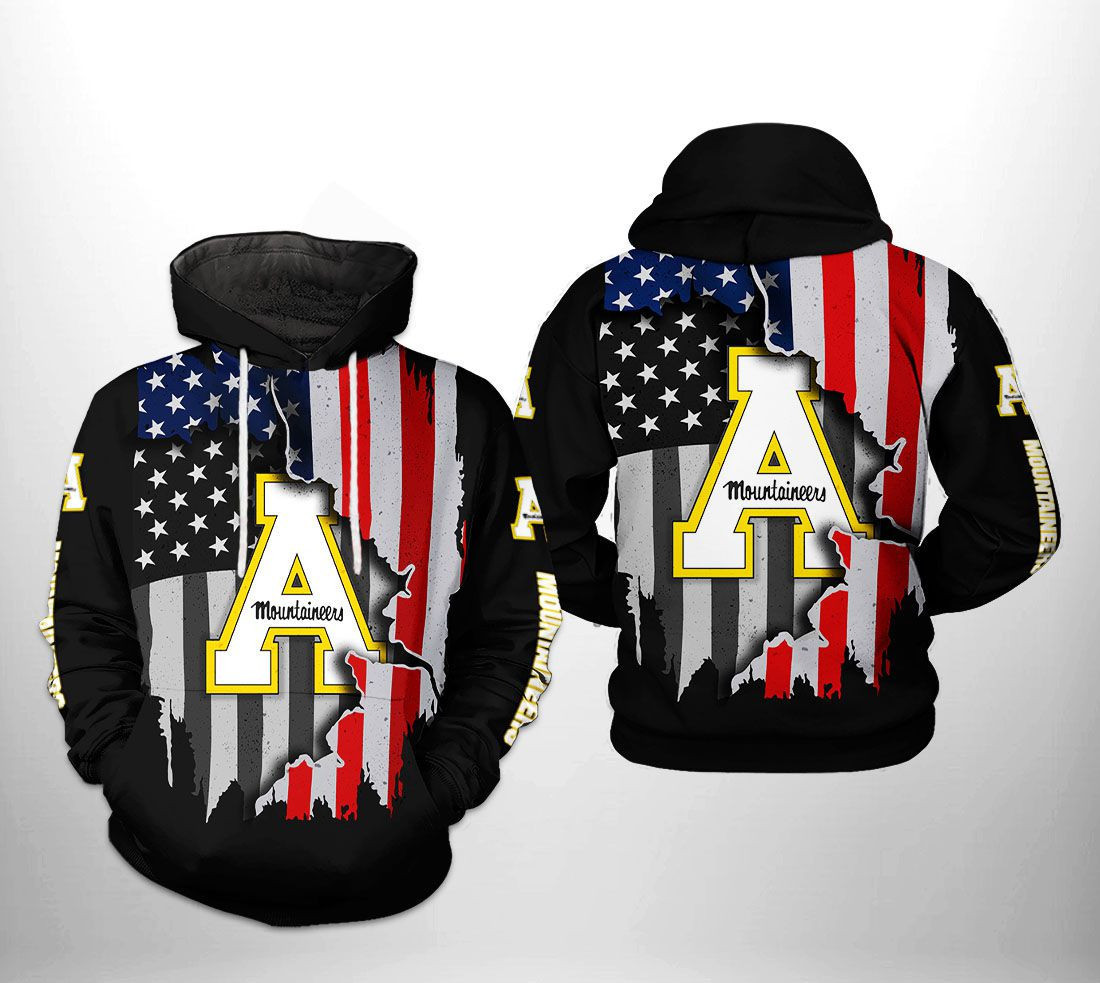 Appalachian State Mountaineers NCAA US Flag 3D All Over Print Hoodie, Zip Hoodie