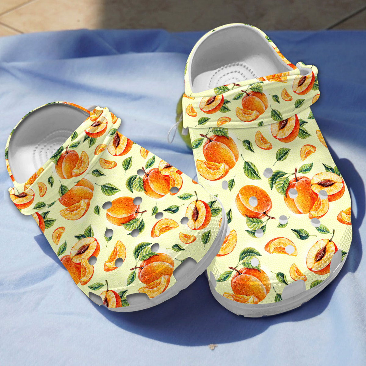 Apricot Fruit Crocs Crocband Clogs Shoes Comfortable For Men Women and Kids