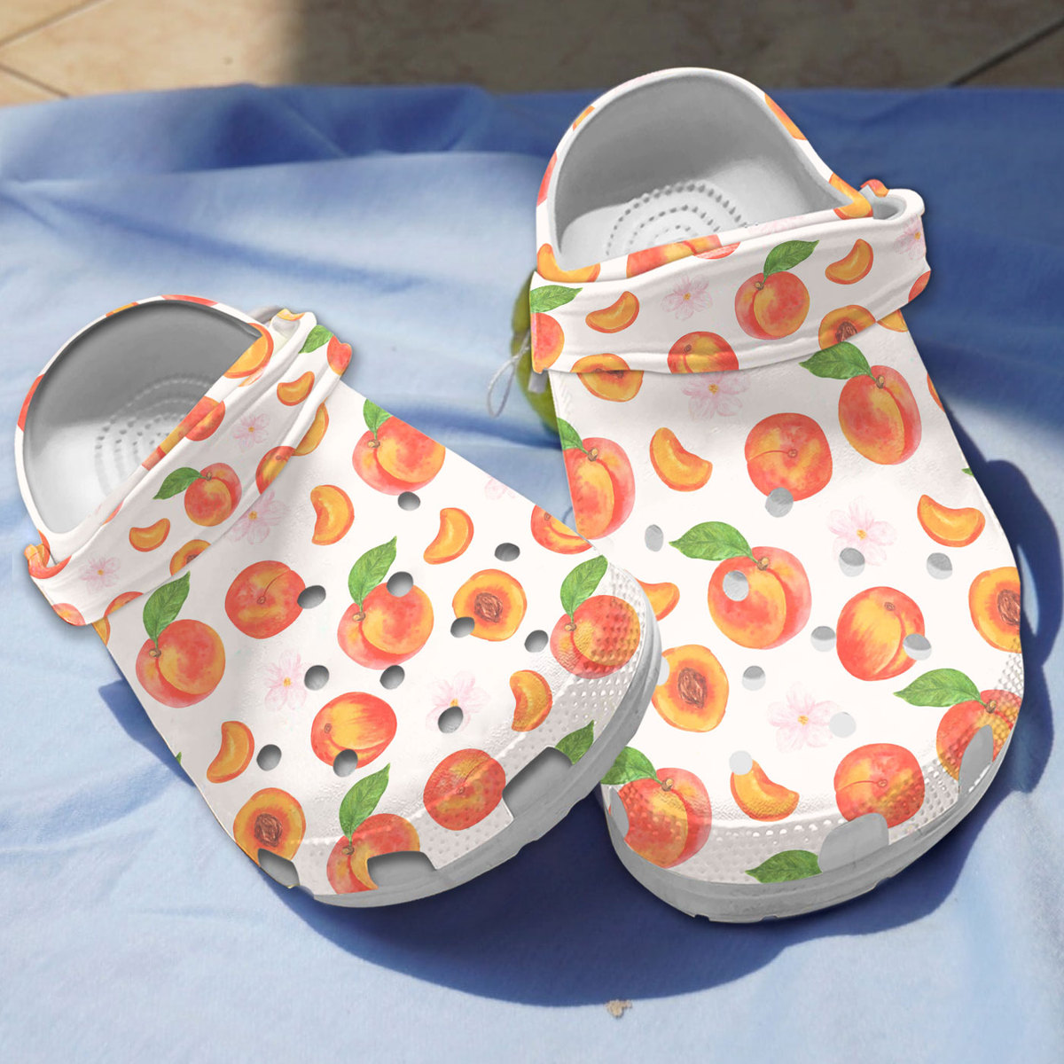 Apricot Fruit Crocs Crocband Clogs Shoes Comfortable For Men Women and Kids