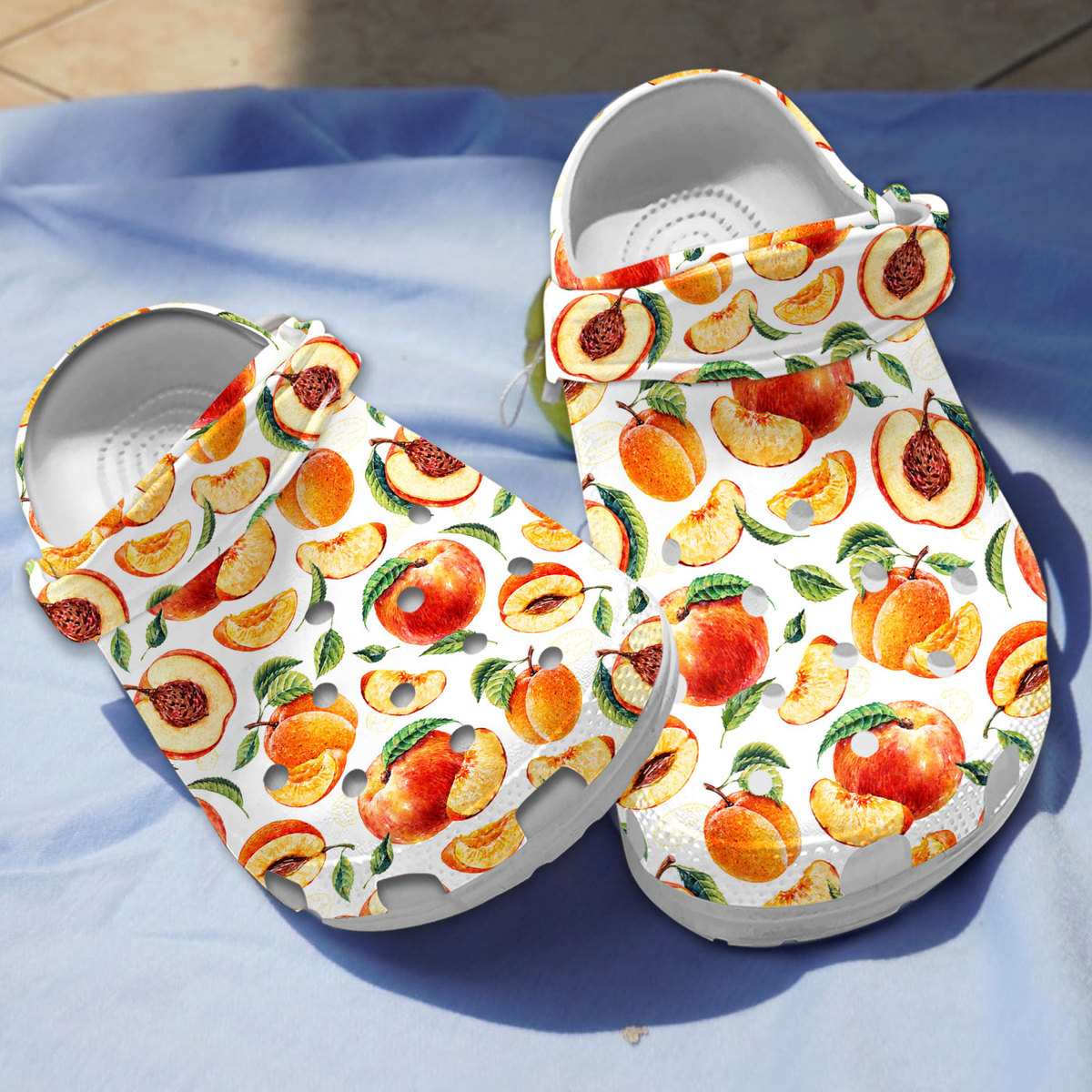 Apricot Fruit Crocs Crocband Clogs Shoes Comfortable For Men Women and Kids