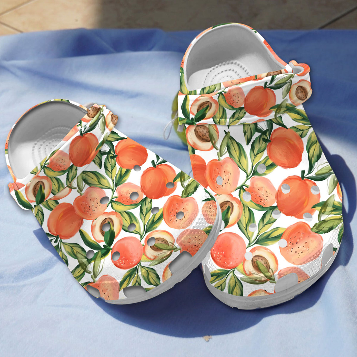 Apricot Fruit Crocs Crocband Clogs Shoes Comfortable For Men Women and Kids