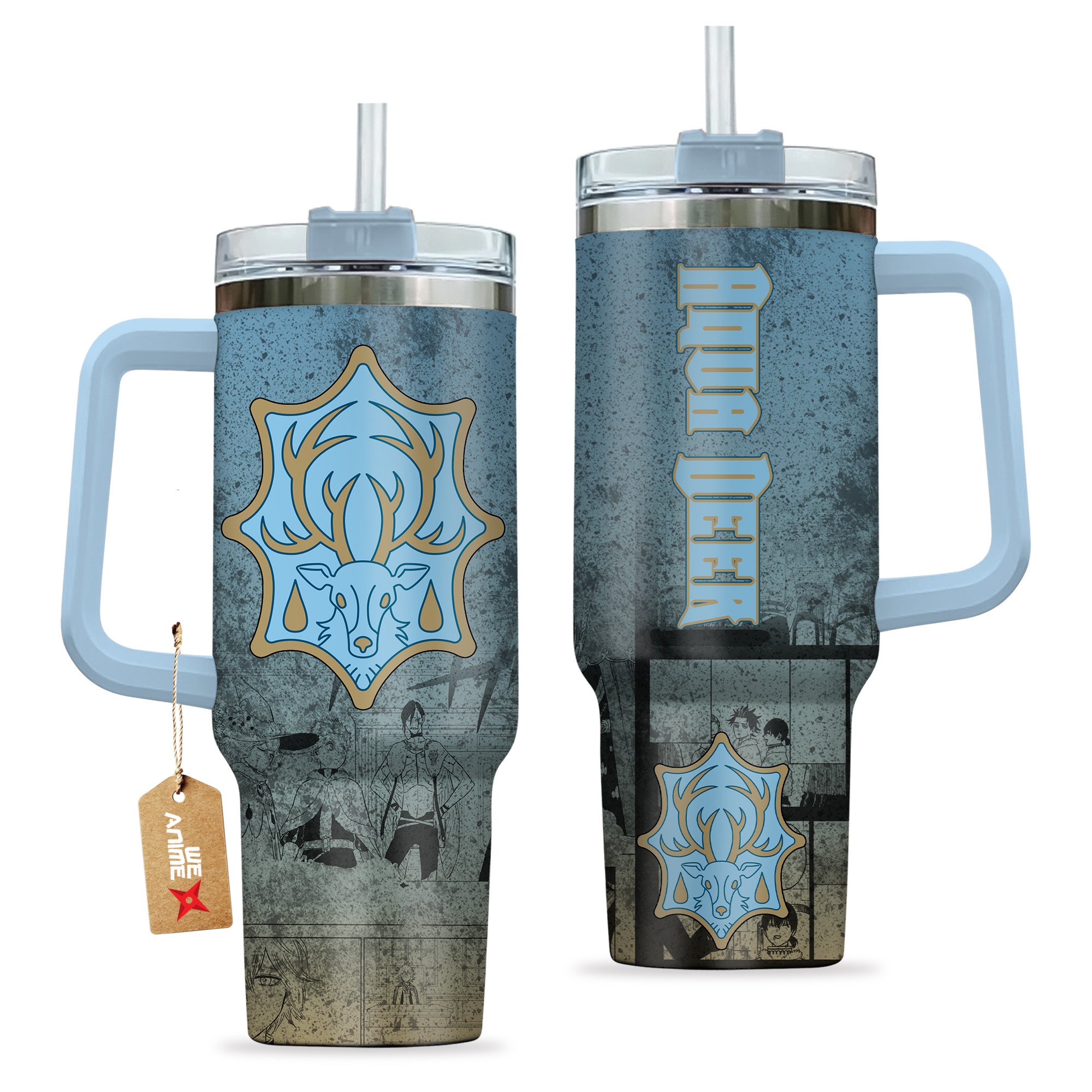 Aqua Deer Symbol Black Clover Anime Custom Stanley Cup 40 oz 30 oz Tumbler With HandleTVC2301205