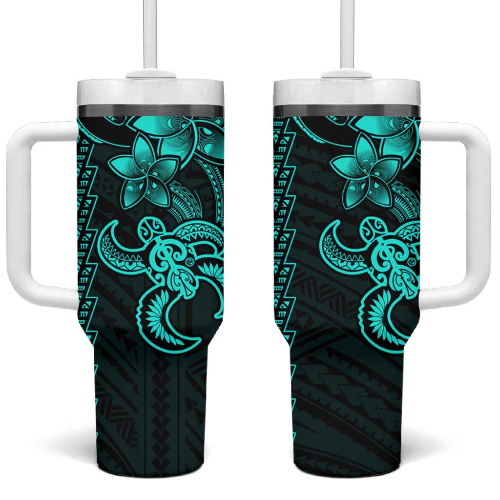 Aqua Hawaiian Kakau Turtle Polynesian Tribal Custom Stanley Cup 40 oz 30 oz Tumbler With HandleTVC2301390