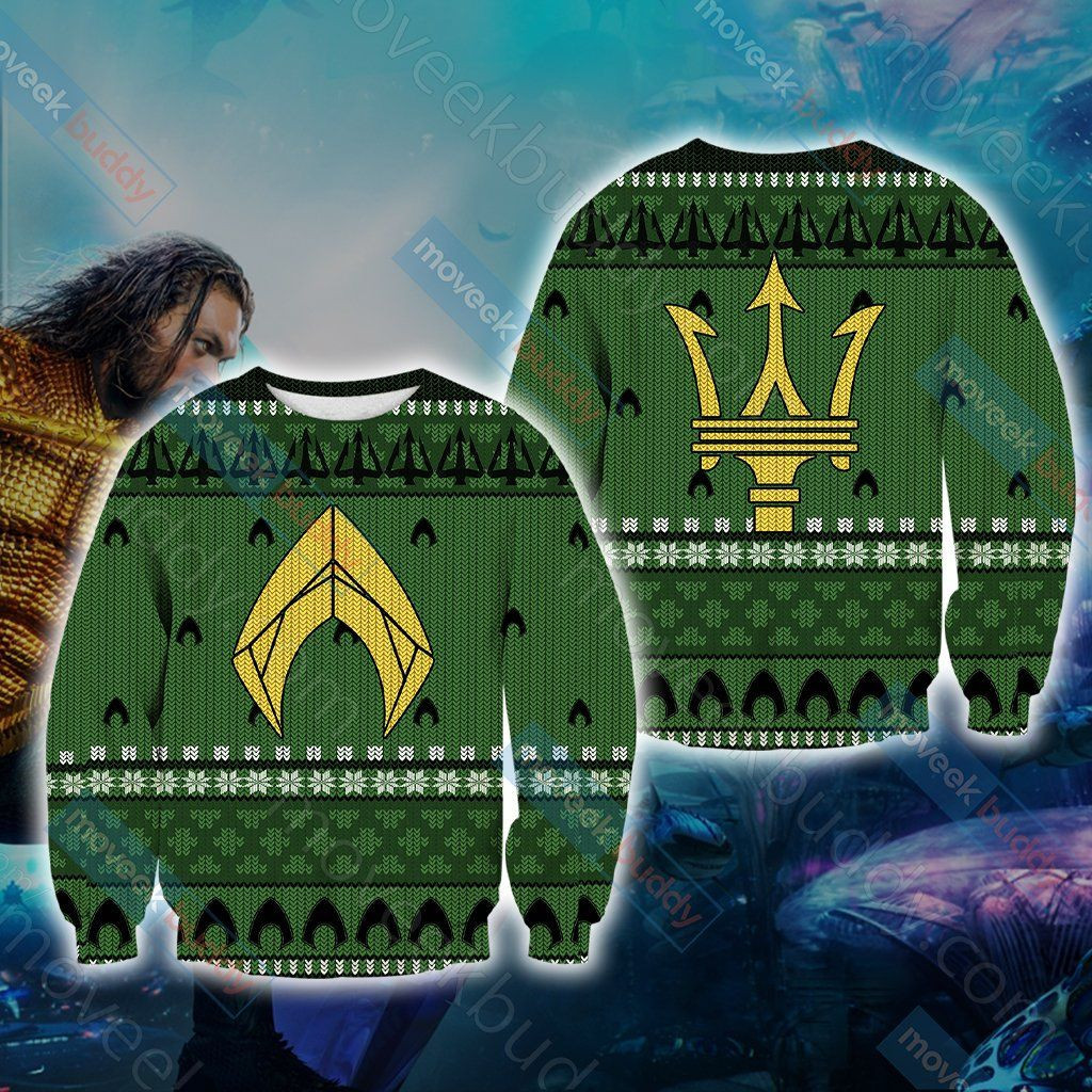 Aquaman Knitting Ugly Christmas Sweater Adult 3D Funny Matching for family