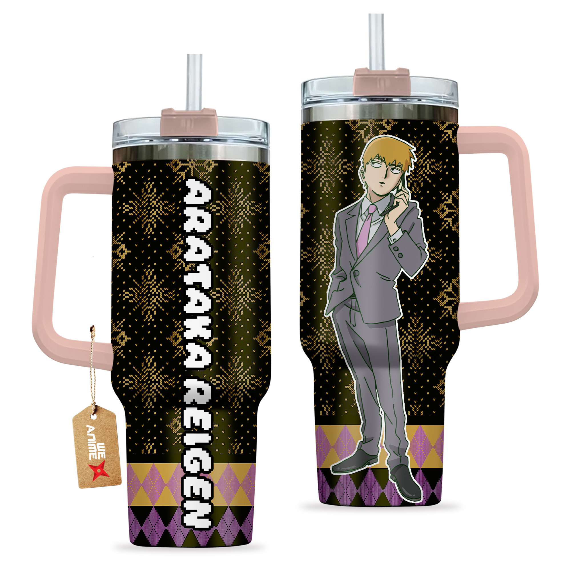 Arataka Reigen Mob Psycho 100 Anime Custom Stanley Cup 40 oz 30 oz Tumbler With HandleTVC2301165 - Image 2