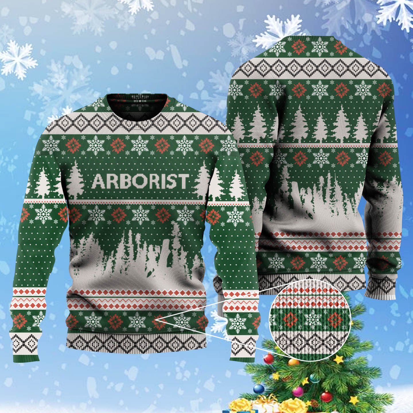 Arborist Christmas Ugly Christmas Sweater Adult 3D Funny Matching for family