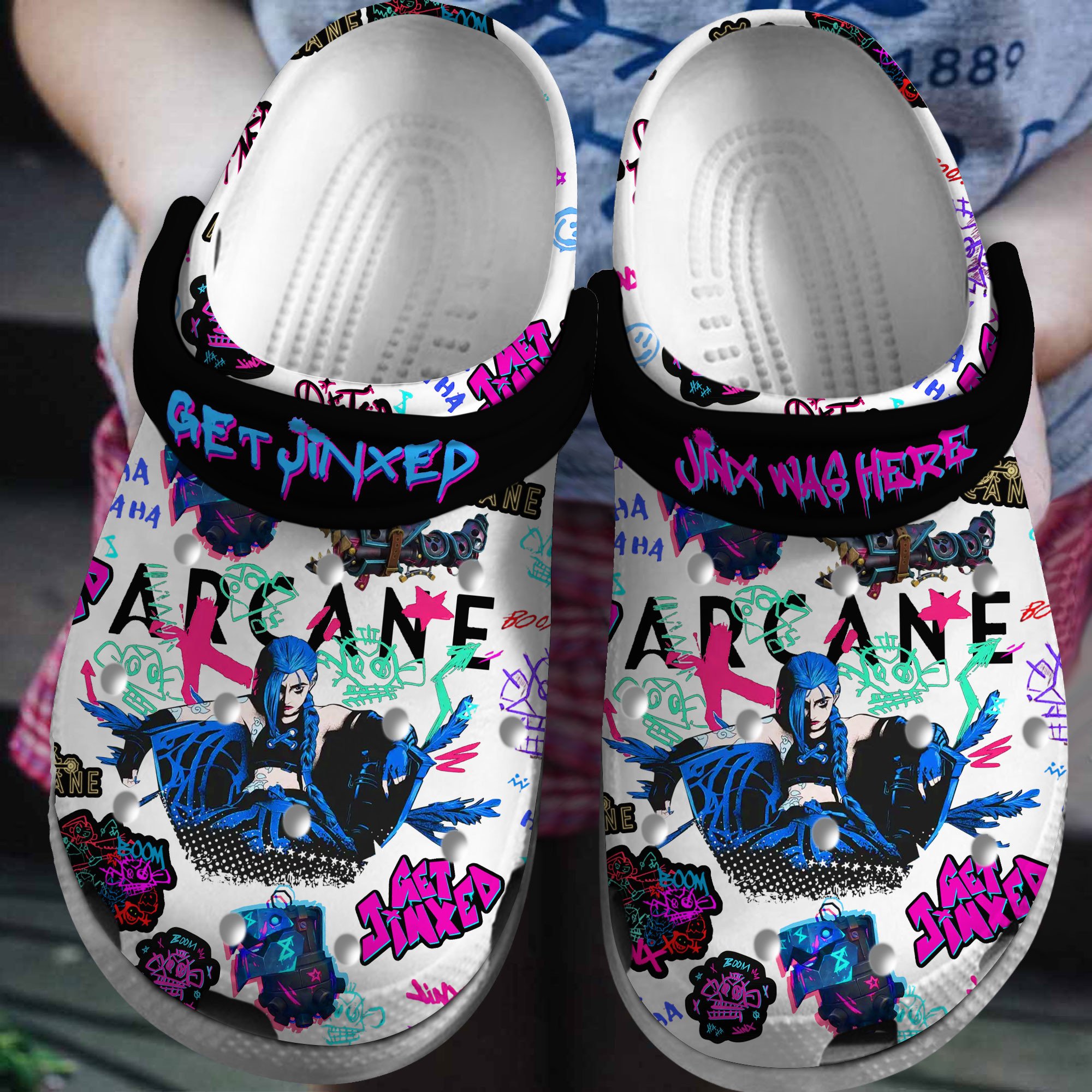 Arcane League Of Legends TV Series Crocs Crocband Clogs Shoes Comfortable For Men Women and Kids