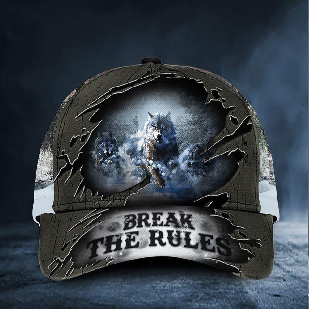 Arctic Wolf Break The Rules Hat Cool Men's Baseball Cap Unique Gift Ideas For Men Boyfriend Trucker Hats Custom Hats Gifts For Men & Women