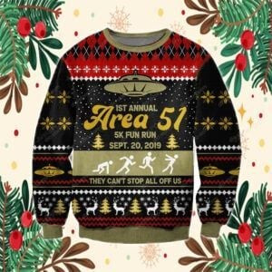 Area 51 3D Knitting Pattern Print Ugly Christmas Sweater Adult 3D Funny Matching for family