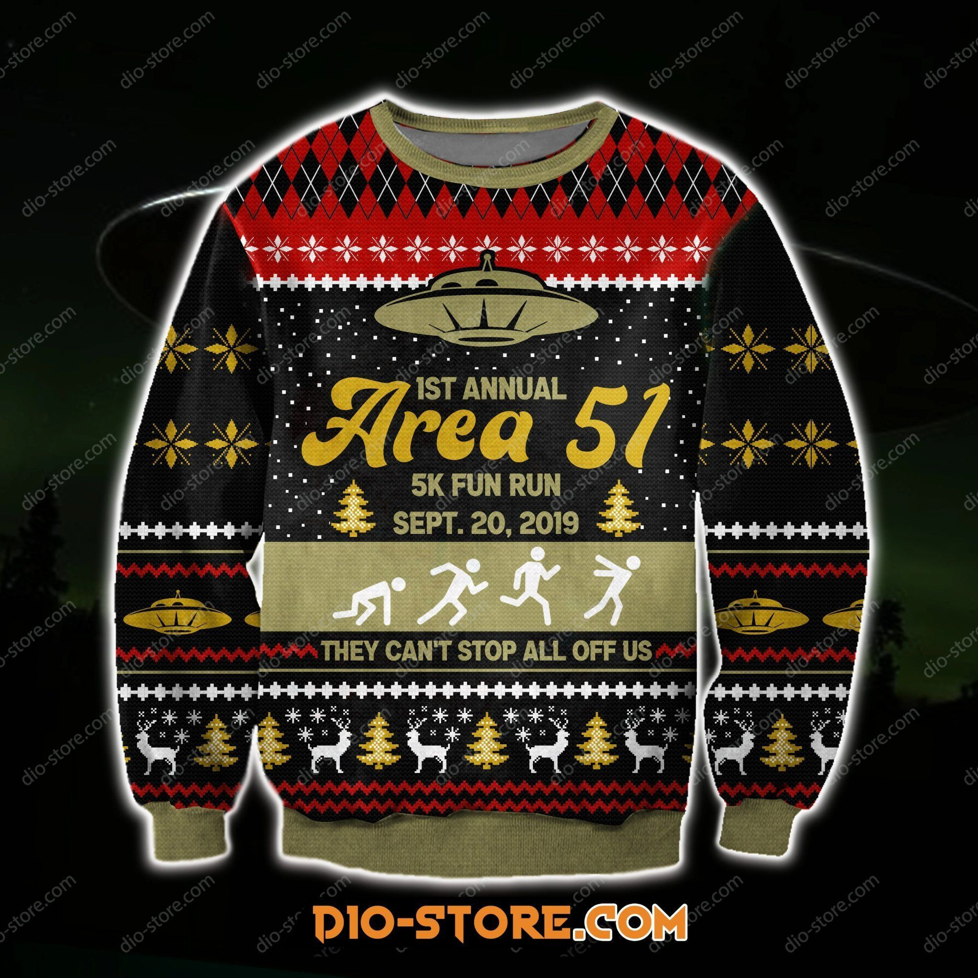 Area 51 Knitting Pattern For Unisex Ugly Christmas Sweater Adult 3D Funny Matching for family
