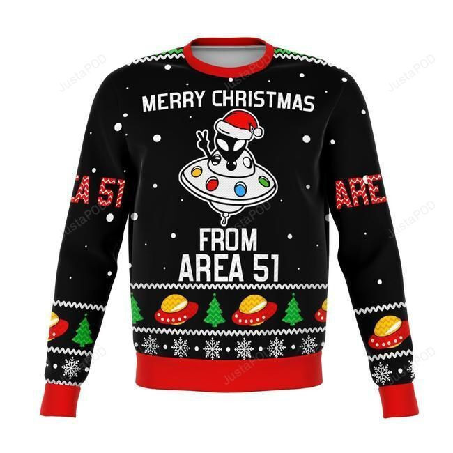 Area1 Aliens Ugly Christmas Sweater Adult 3D Funny Matching for family