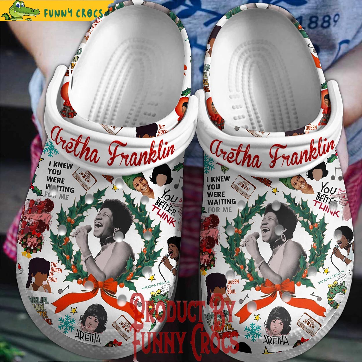Aretha Franklin Music Christmas Crocs Crocband Clogs Shoes Comfortable For Men Women and Kids