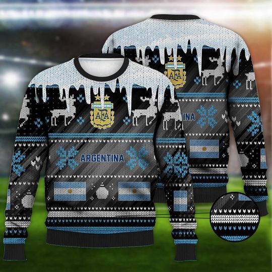 Argentina Ugly Christmas Sweater Sport Soccer Team, World Cup 2022 3D Sweatshirt - Image 9