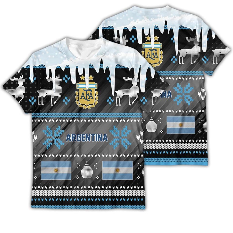 Argentina Ugly Christmas Sweater Sport Soccer Team, World Cup 2022 3D Sweatshirt - Image 3