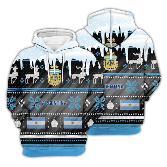 Argentina Ugly Christmas Sweater Sport Soccer Team, World Cup 2022 3D Sweatshirt - Image 12