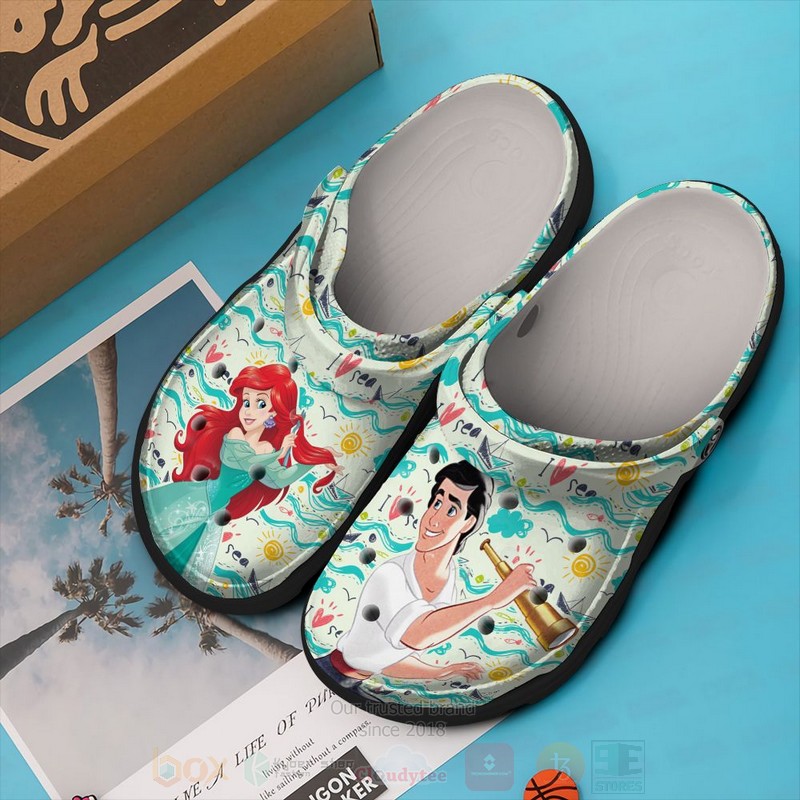 Ariel and Eric The Little Mermaid Cartoon Crocs Crocband Clogs Shoes Comfortable For Men Women and Kids