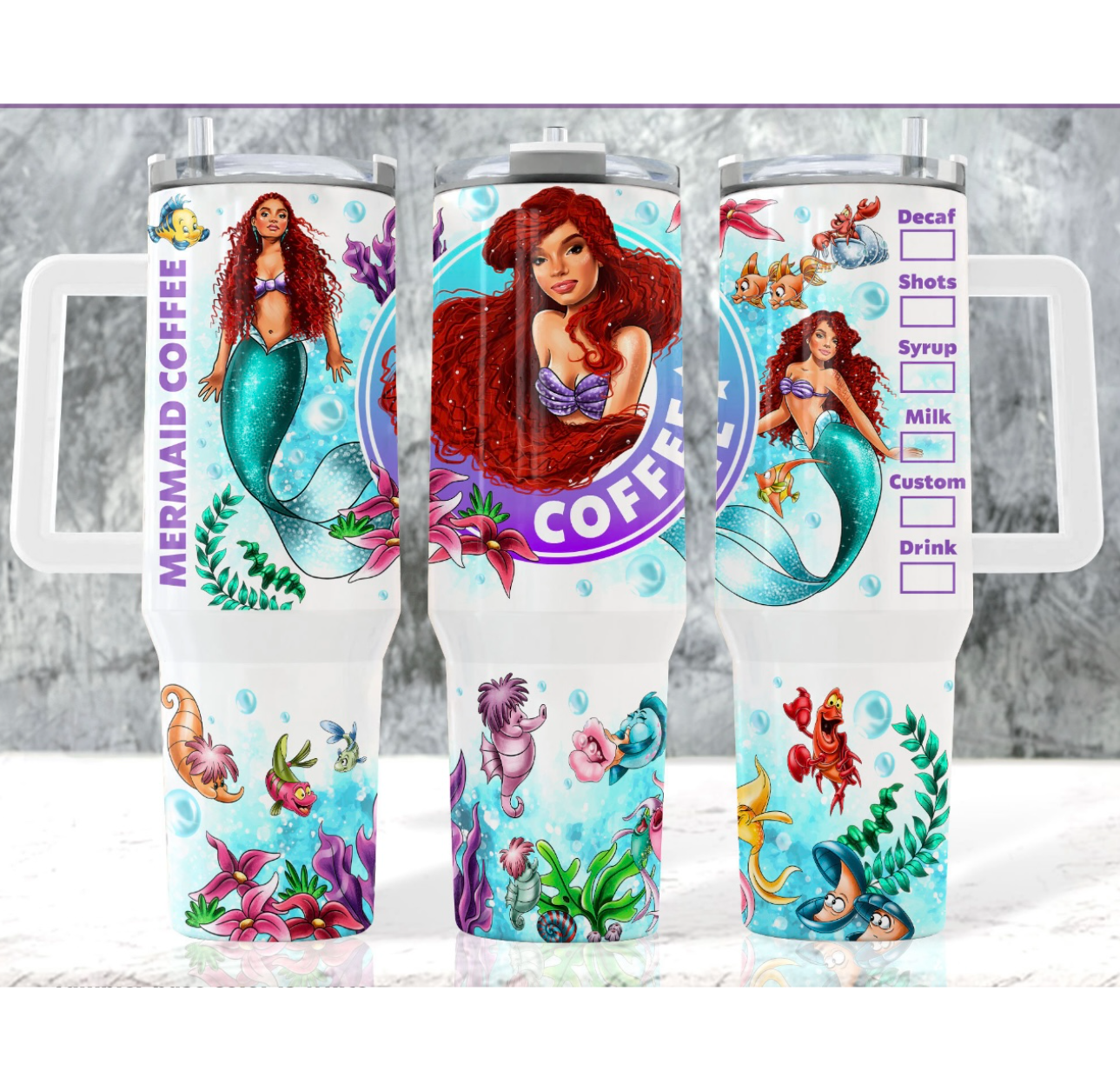 Ariel The Little Mermaid Disney Cartoon Custom Stanley Cup 40 oz 30 oz Tumbler With HandleTVC2301752