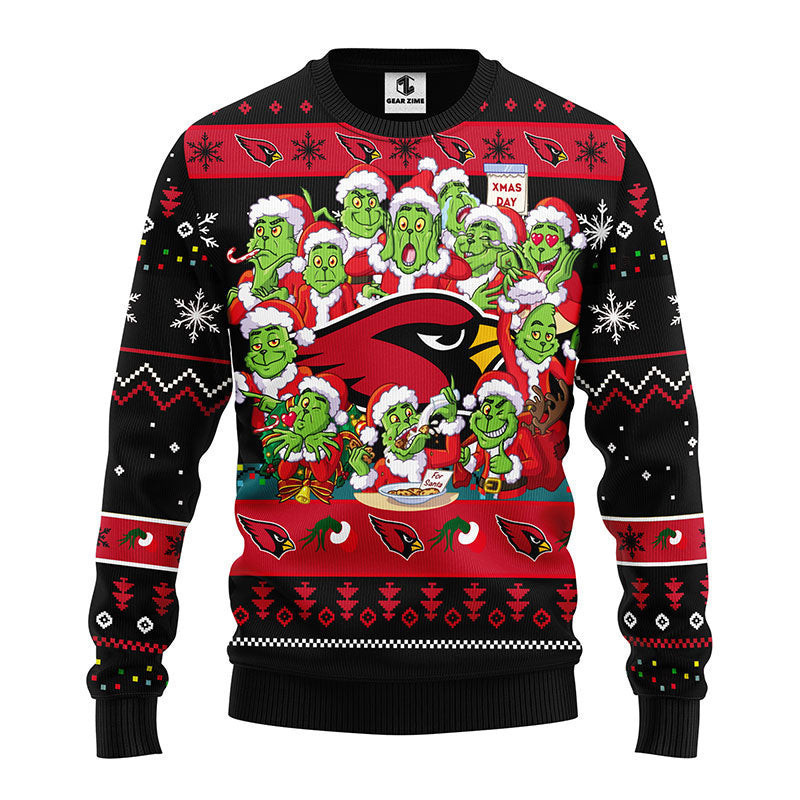 Arizona Cardinals 12 Grinch Xmas Day Ugly Christmas Sweater Adult 3D Funny Matching for family