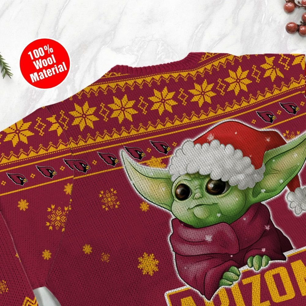 Arizona Cardinals Cute Baby Yoda Grogu Holiday Party Ugly Christmas Sweater Adult 3D Funny Matching for family - Image 5