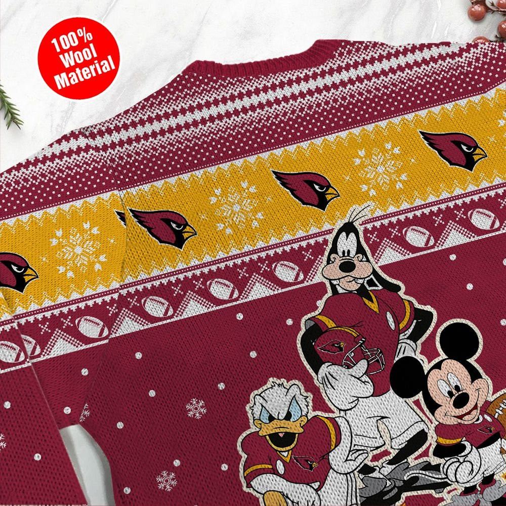 Arizona Cardinals Disney Donald Duck Mickey Mouse Goofy Personalized Ugly Christmas Sweater Adult 3D Funny Matching for family - Image 5