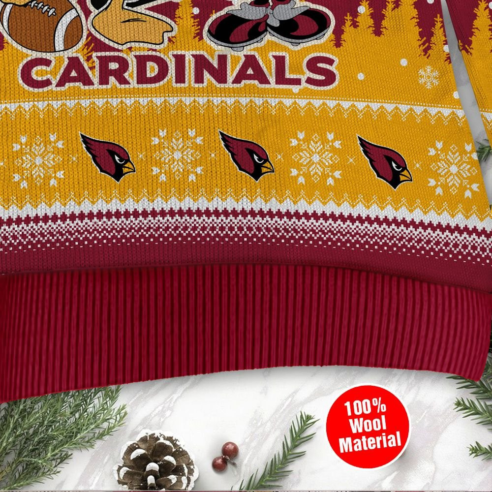 Arizona Cardinals Disney Donald Duck Mickey Mouse Goofy Personalized Ugly Christmas Sweater Adult 3D Funny Matching for family