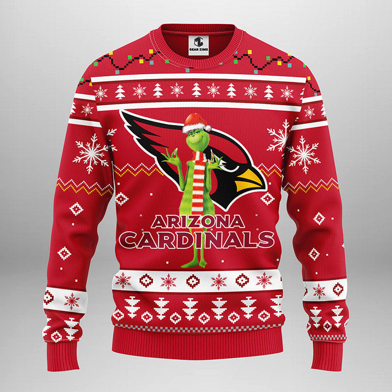 Arizona Cardinals Funny Grinch Ugly Christmas Sweater Adult 3D Funny Matching for family