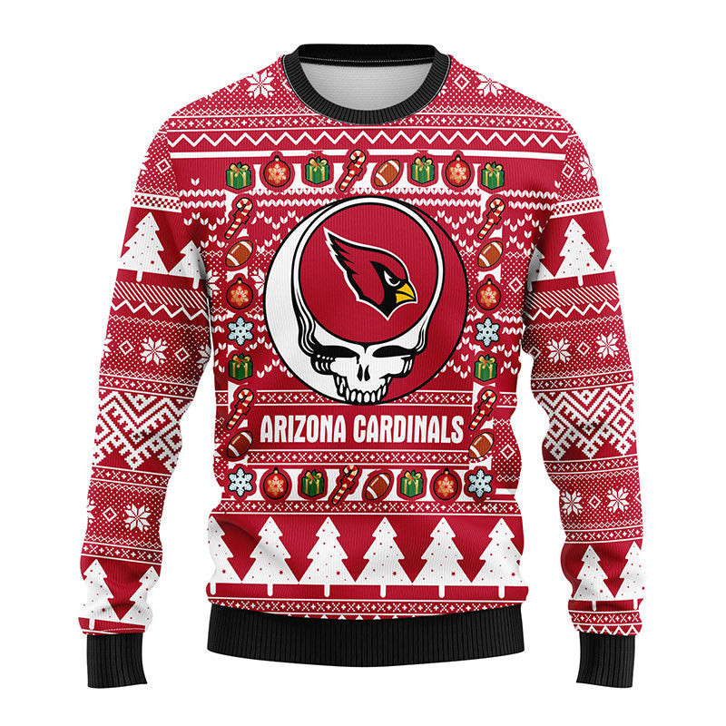 Arizona Cardinals Grateful Dead Ugly Christmas Fleece Sweater