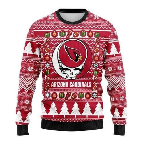 Arizona Cardinals Grateful Dead Ugly Christmas Sweater Adult 3D Funny Matching for family