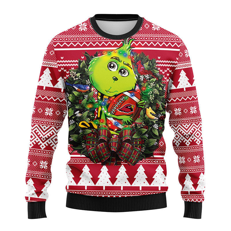 Arizona Cardinals Grinch Hug Ugly Christmas Sweater Adult 3D Funny Matching for family