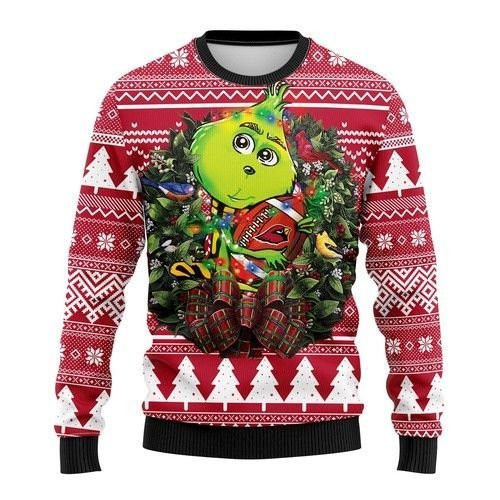 Arizona Cardinals Grinch Hug Ugly Christmas Sweater Adult 3D Funny Matching for family