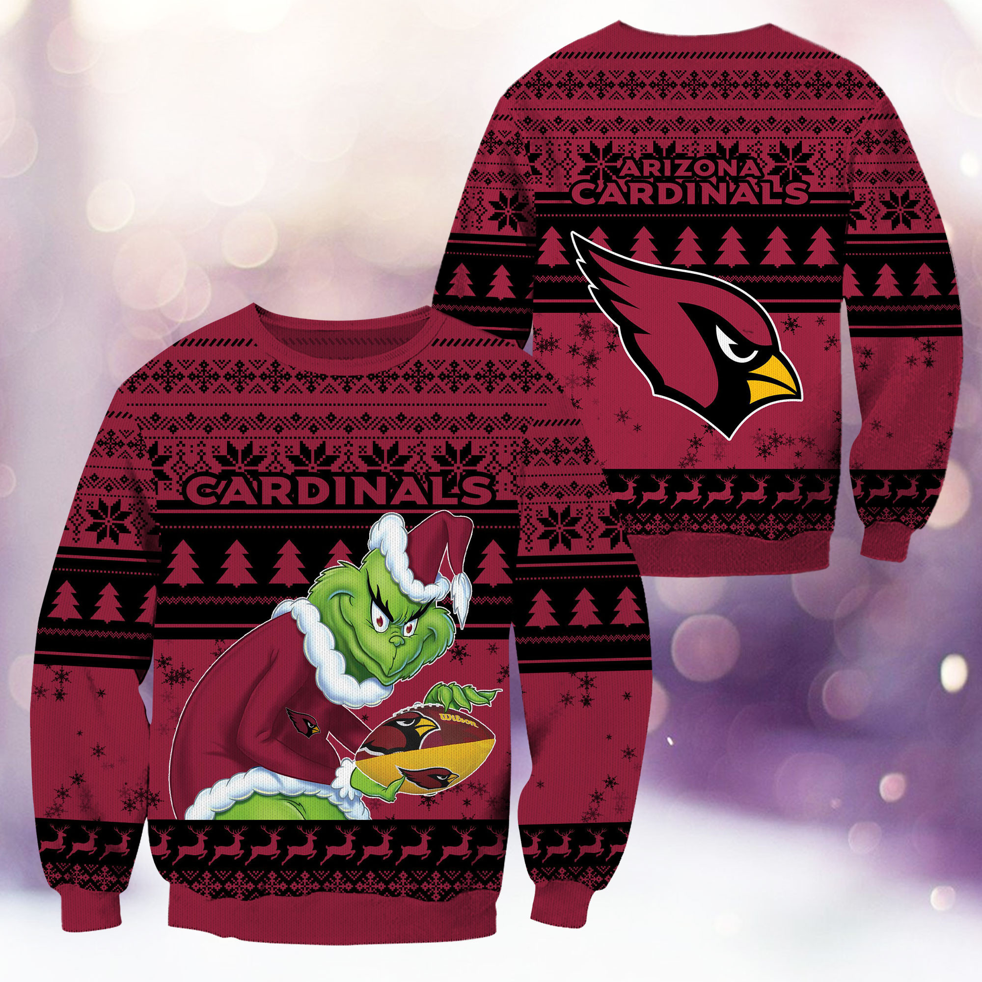 Arizona Cardinals Grinch Ugly Christmas Sweater Adult 3D Funny Matching for family