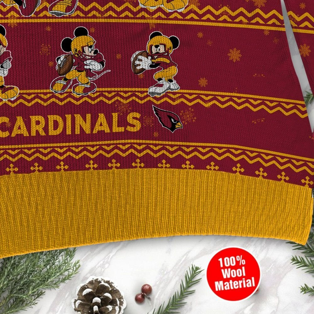 Arizona Cardinals Mickey Mouse Ugly Christmas Sweater Adult 3D Funny Matching for family - Image 4