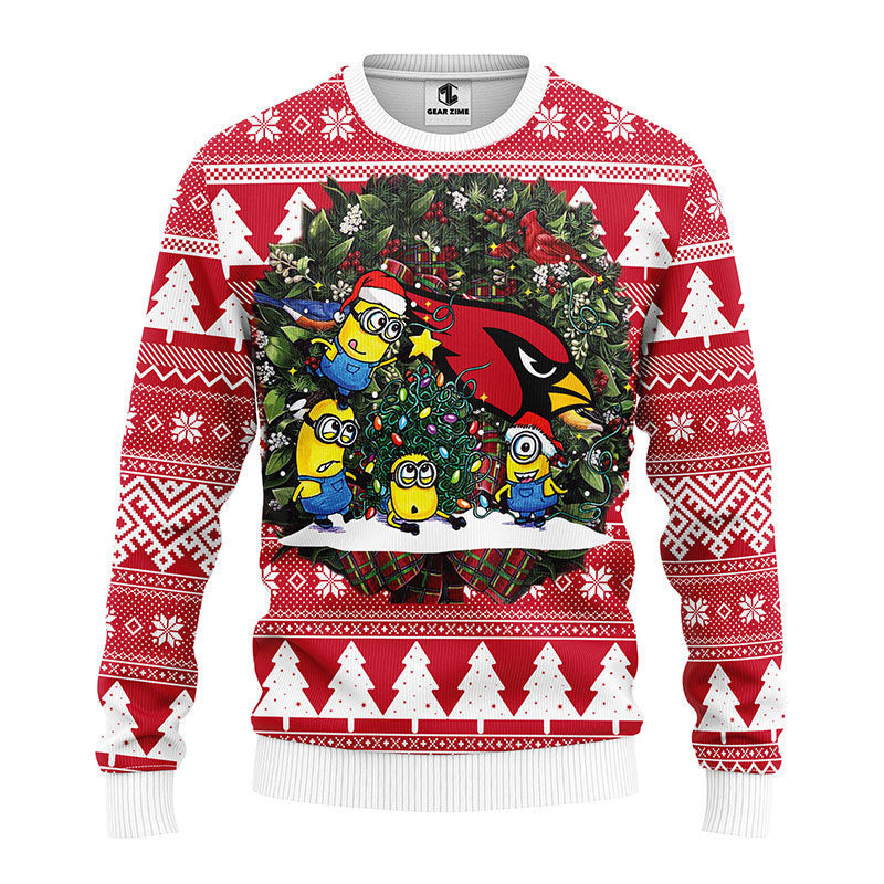 Arizona Cardinals Minion Ugly Christmas Sweater Adult 3D Funny Matching for family