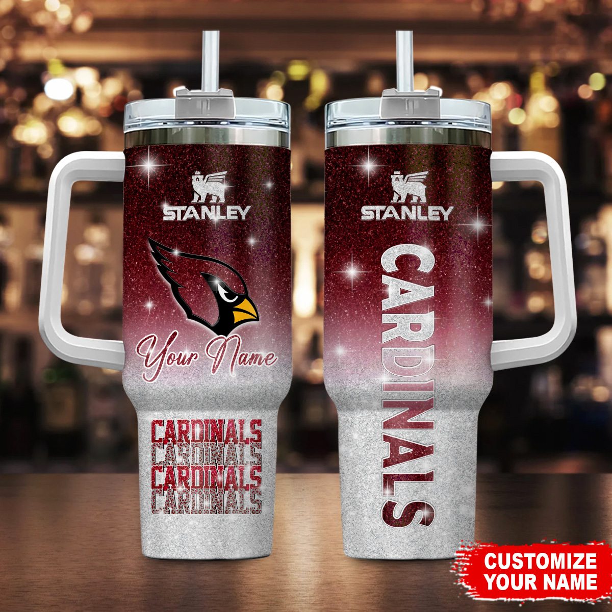Arizona Cardinals NFL Glitter Custom Stanley Cup 40 oz 30 oz Tumbler With HandleTVC230197