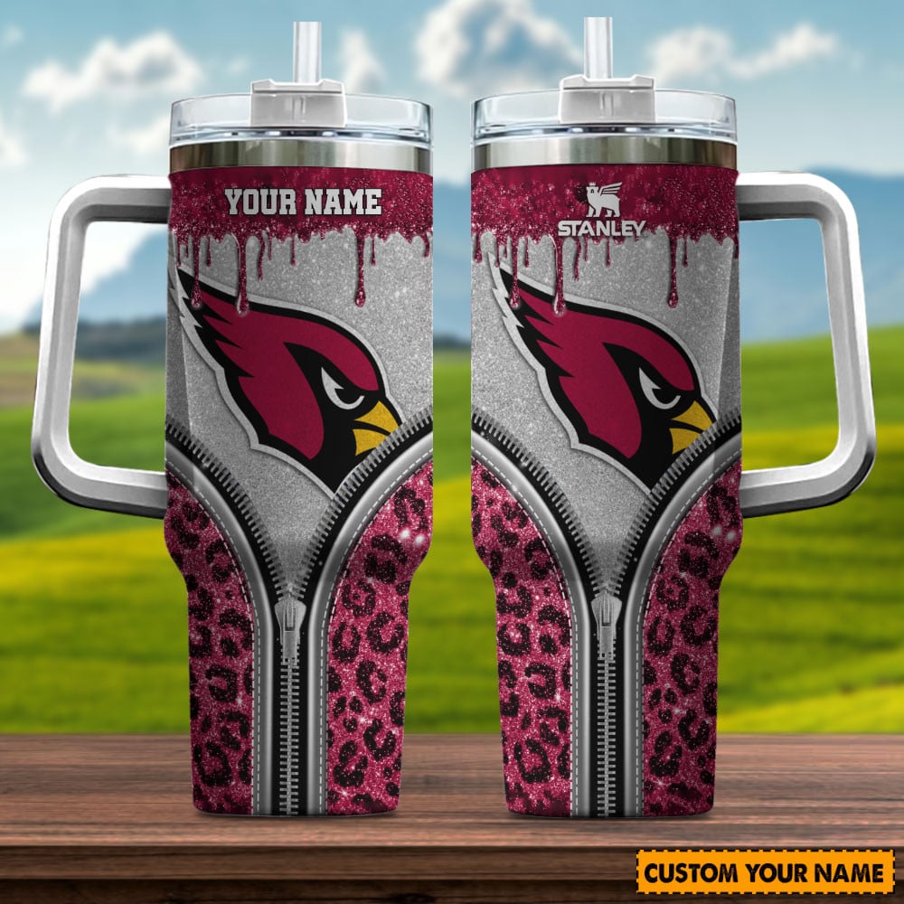 Arizona Cardinals NFL Glitter Leopard Print Custom Stanley Cup 40 oz 30 oz Tumbler With HandleTVC230144