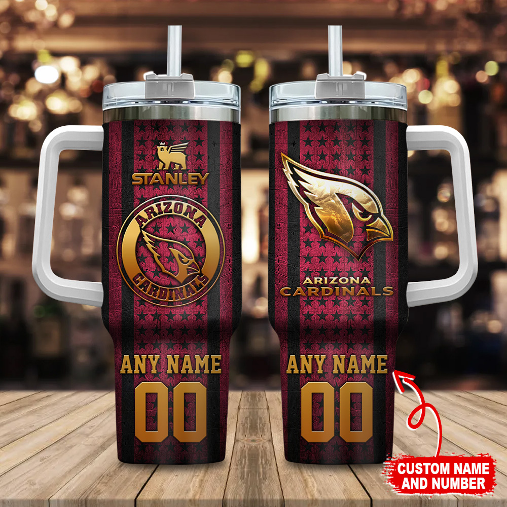 Arizona Cardinals NFL Golden Logos US Flag Custom Stanley Cup 40 oz 30 oz Tumbler With HandleTVC230180