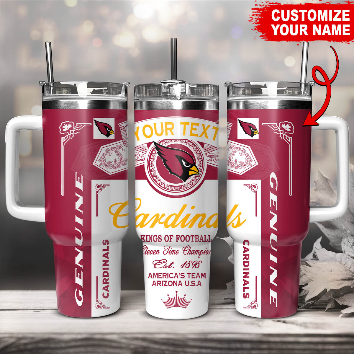 Arizona Cardinals NFL Kings Of Football Custom Stanley Cup 40 oz 30 oz Tumbler With HandleTVC230184