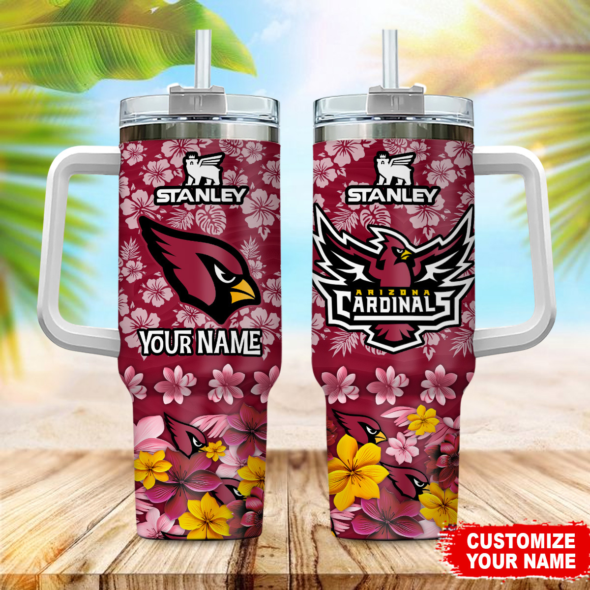 Arizona Cardinals NFL Tropical Floral Custom Stanley Cup 40 oz 30 oz Tumbler With HandleTVC2301224