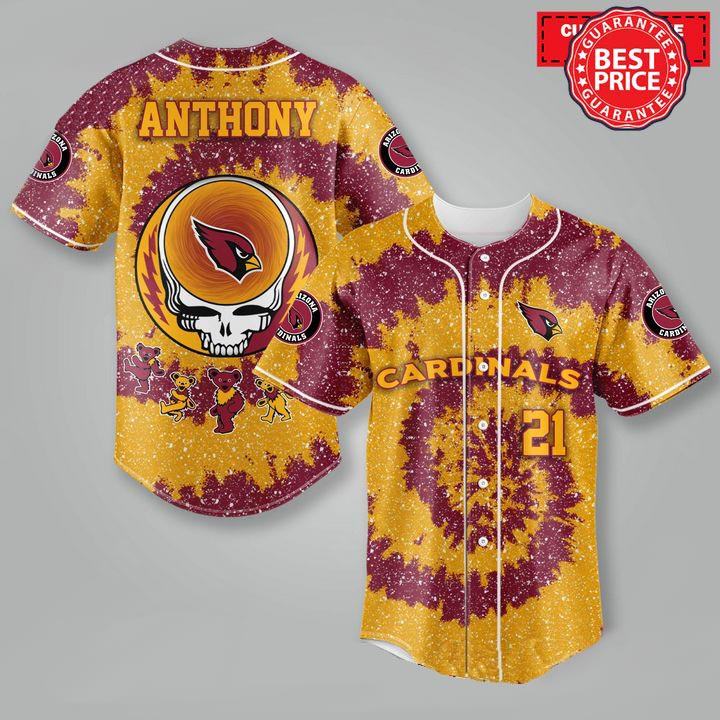 Arizona Cardinals NLF Grateful Dead 3D Personalized Premium Baseball Jersey