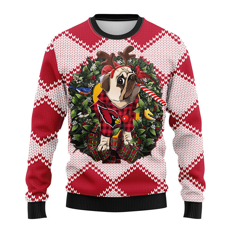 Arizona Cardinals Pub Dog Ugly Christmas Sweater Adult 3D Funny Matching for family