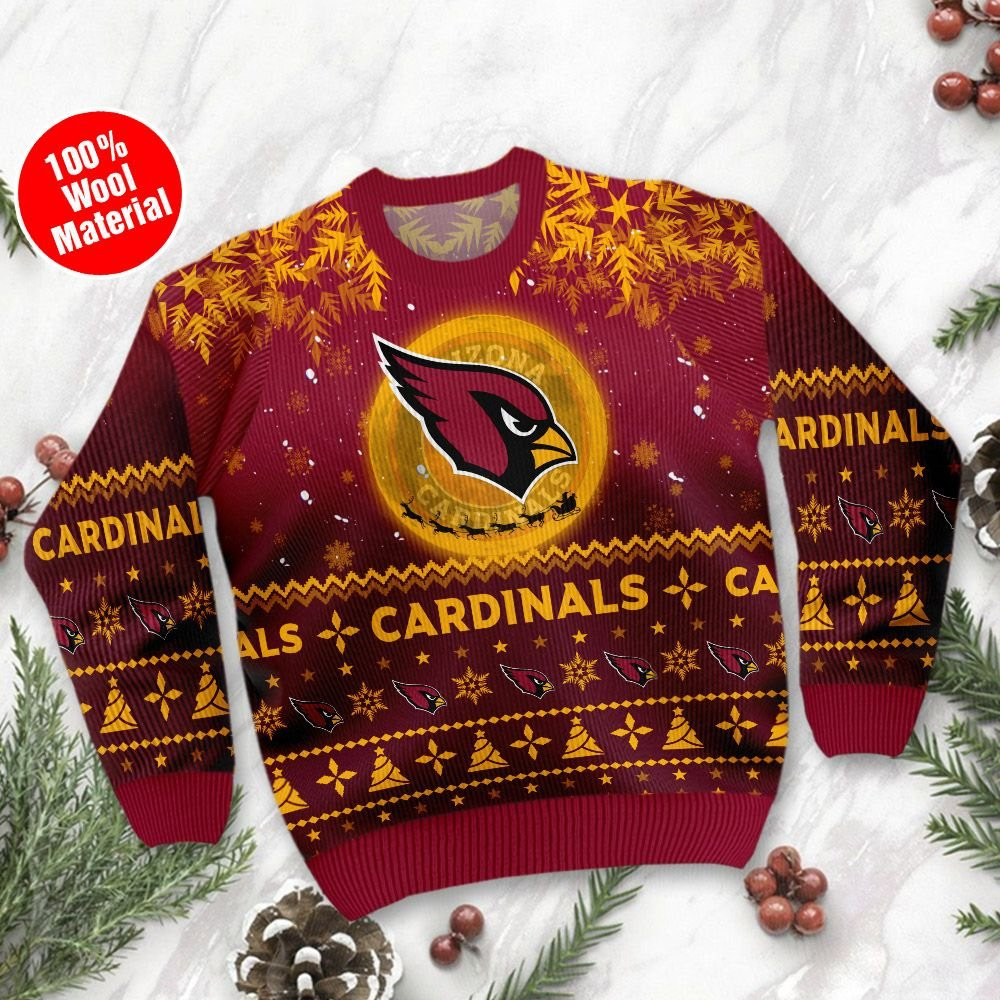 Arizona Cardinals Santa Claus In The Moon Ugly Christmas Sweater Adult 3D Funny Matching for family - Image 2