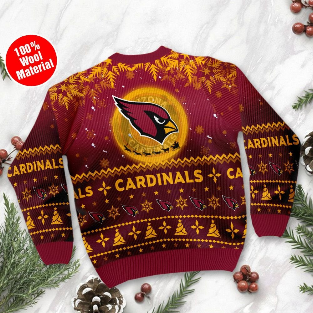 Arizona Cardinals Santa Claus In The Moon Ugly Christmas Sweater Adult 3D Funny Matching for family - Image 3