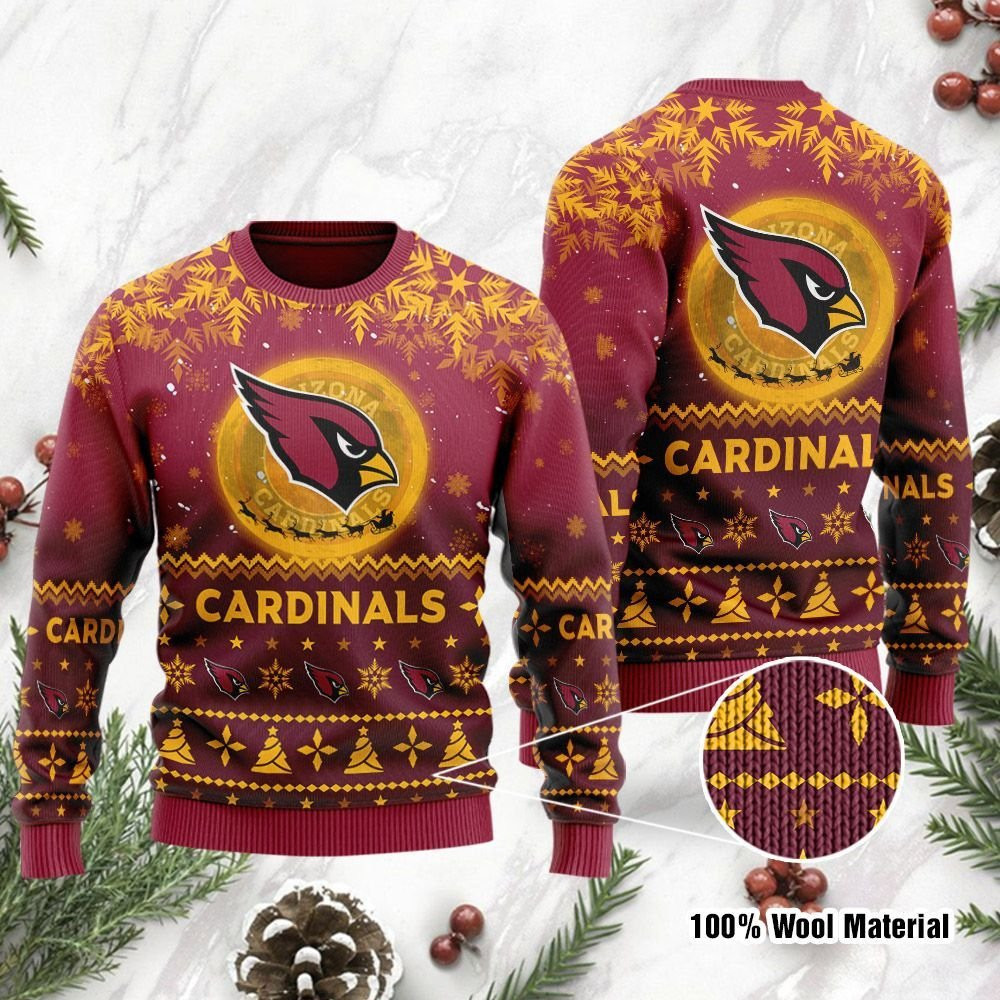Arizona Cardinals Santa Claus In The Moon Ugly Christmas Sweater Adult 3D Funny Matching for family