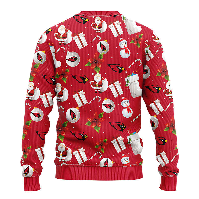 Arizona Cardinals Santa Claus Snowman Ugly Christmas Sweater Adult 3D Funny Matching for family - Image 2