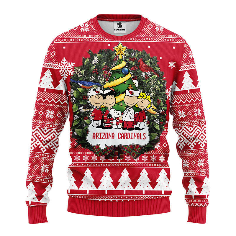 Arizona Cardinals Snoopy Ugly Christmas Sweater Adult 3D Funny Matching for family