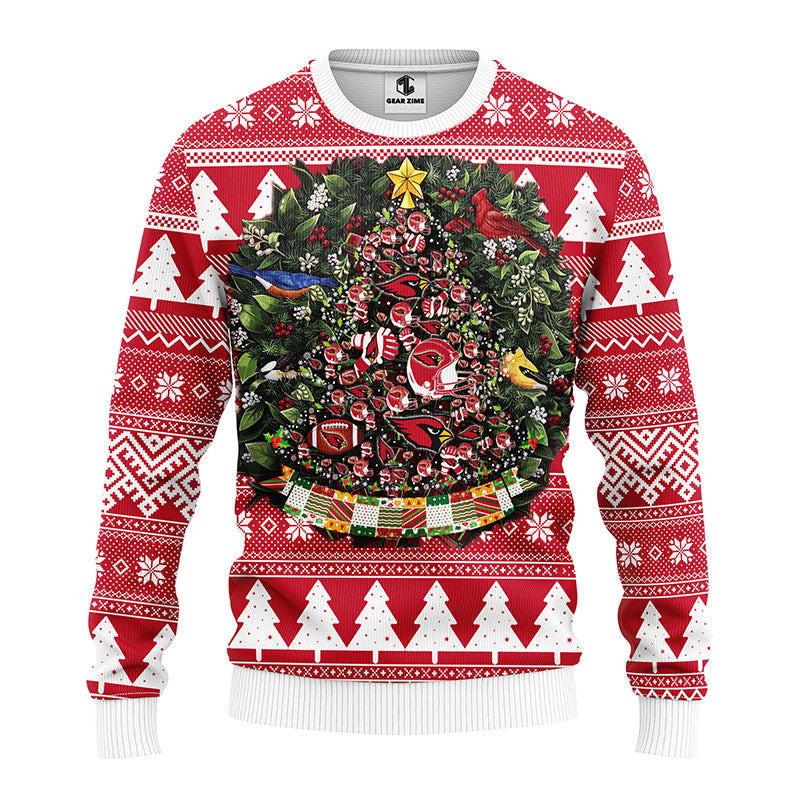 Arizona Cardinals Tree Ball Ugly Christmas Sweater Adult 3D Funny Matching for family