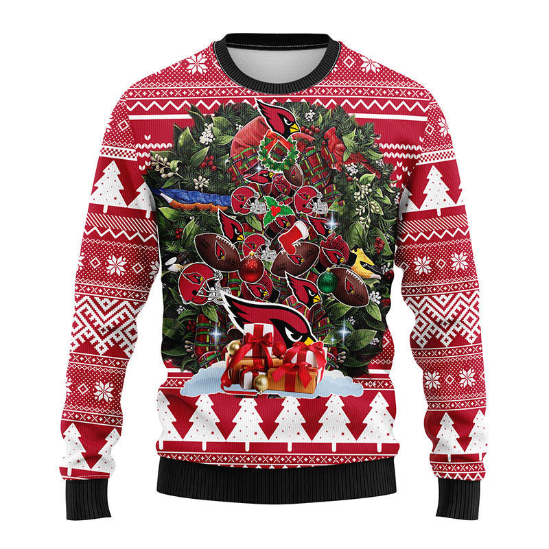 Arizona Cardinals Tree Ugly Christmas Sweater Adult 3D Funny Matching for family